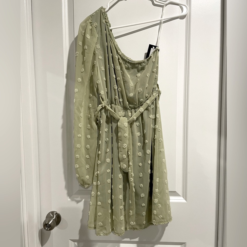 One Shoulder Green Cocktail Dress